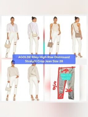 AGOLDE Riley High-Rise Distressed Straight Crop Jeans Size 28